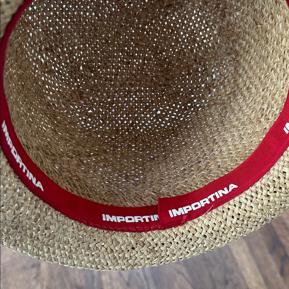 Importina Straw Hat with Brown Blue Flower Accent - Picture 4 of 11